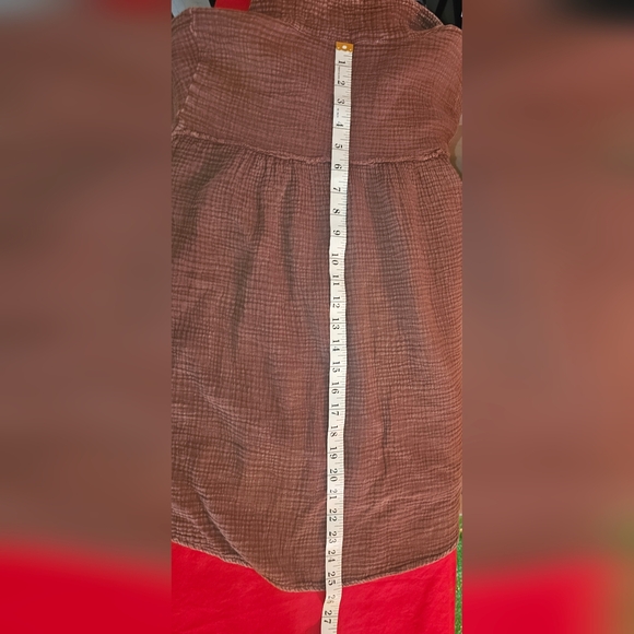 Easel Burgundy Gauze Long Sleeve Babydoll Collared Medium Top - Picture 8 of 9